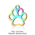 Rainbow plated stainless steel hollow dog paw pendant charm size 12x13mm for jewelry - Paw Print Cutout (JN210)