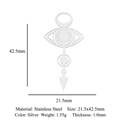 Pendentif en acier inoxydable argenté œil et flèche dimensions 21,5x42,5mm - Combo Œil Géométrique (LA949-1)