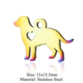 Rainbow plated stainless steel dog shaped pendant with heart cutout and 11x15.5mm size - Heart Dog Shape (JN213)