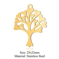 Goldener Edelstahl Lebensbaum Anhänger mit herzförmigen Blättern in der Größe 25x32mm - Herz Lebensbaum (LA380-2x5)