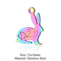 Rainbow plated stainless steel rabbit pendant with floral cutout design 12x16mm - Rabbit Cutout Shape (JN214)