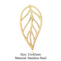 Goldener Edelstahl Ginkgoblatt Anhänger für DIY Schmuck in der Größe 21x42mm - Hohles Blattader-Design (LA382-2x5)