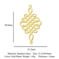 Pendentif motif de vague géométrique creux en acier inoxydable plaqué or - Nœud Entrelacé en Losange (LA974-2)