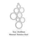 Silver stainless steel geometric interlocking rings pendant with size 24x40mm - Multi-Ring Stack Hollow Silver (JN917-1)