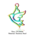Rainbow bird silhouette pendant in stainless steel for DIY jewelry 13x18mm size - Flying Bird Silhouette (JN218)