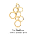 Intertwined circles geometric gold stainless steel pendant 24x40mm size - Multi-Ring Stack Hollow Gold (JN917-2)