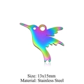 Rainbow gradient hummingbird pendant 13x15mm made of polished stainless steel - Hummingbird Shape (JN219)
