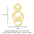Pendentif géométrique en acier inoxydable doré avec trois anneaux emboîtés verticaux - Triple Anneau Imbriqué (LA975-2)