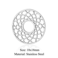 Silver geometric 18x18mm stainless steel round cutout floral pattern charm pendant - Scale Circle Hollow Silver (JN918-1)