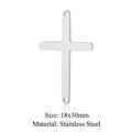 Pendentif croix évidée en acier inoxydable argent, accessoire bijoux 18x30mm - Style JA366-1 (JA366-1)