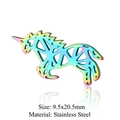 Iridescent unicorn hollow pendant 9.5x20.5mm made of premium stainless steel - Geometric Unicorn (JN223)