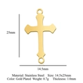 Connecteur pendentif croix en acier inoxydable doré pour création de bijoux 25mm - Croix à Double Boucle Creuse (LA991-2)
