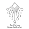 Geometric triangular stainless steel DIY pendant in silver finish 34x40mm - Radiating Fan Hollow Silver (LA308-1)