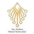 Golden fan-shaped hollow geometric pendant in stainless steel for jewelry making - Radiating Fan Hollow Gold (LA308-2)