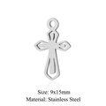 Pendentif croix creuse en acier inoxydable argent 9x15mm pour création bijoux - Style JN308-1 (JN308-1)