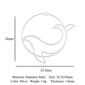 Silver stainless steel whale pendant charm with 32.5x34mm dimensions and hollow design - Round Whale Silver (LA934-1)