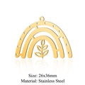 Goldener regenbogenförmiger Ginkgoblatt-Anhänger aus Edelstahl, 26x36mm, für DIY-Schmuck - Regenbogen Pflanzen hohl (LA401-1x5)