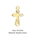 Pendentif croix ajourée dorée en acier inoxydable 9x15mm pour bijoux DIY - Style JN308-2 (JN308-2)