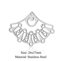 Silver stainless steel 26x37mm geometric hollow fan pendant for jewelry making DIY - Patterned Fan Hollow Silver (LA309-1)