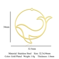 Gold plated stainless steel hollow whale pendant with dimensions 32.5x34mm - Round Whale Gold (LA934-2)