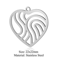 Silver heart pendant in fingerprint cutout design made of durable stainless steel - Fingerprint Heart (JN249) / Silver