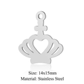 Silver stainless steel crown heart hollow pendant charm 14x15mm for DIY jewelry - Silver 14x15mm Stainless Steel Crown Heart Hollow Pendant (JN310-1)
