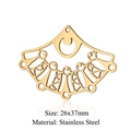 Golden fan-shaped hollow geometric stainless steel pendant 26x37mm for DIY jewelry - Patterned Fan Hollow Gold (LA309-2)