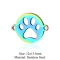 Rainbow plated stainless steel dog paw charm pendant in 12x15.5mm size - Paw Connector (JN227)