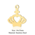 Golden crown and heart hollow pendant in stainless steel for DIY jewelry making - Gold 14x15mm Stainless Steel Crown Heart Hollow Pendant (JN310-2)