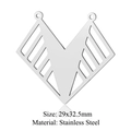 Pack of 5 silver hollow triangle stainless steel pendants for DIY jewelry, 29x32.5mm - Wing Geometric Hollow Silver (LA923-1)