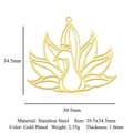 Gold-plated stainless steel lotus peacock pendant charm, 39.5x34.5mm size specs - Peacock Gold (LA937-2)