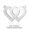 Silver interlocking heart pendant in stainless steel with 17x25mm size specifications - Interlocked Double Heart (JN250) / Silver