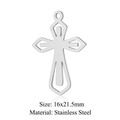 Hollow cross stainless steel pendant in silver finish measuring 16x21.5mm for jewelry making - Silver 16x21.5mm Stainless Steel Hollow Cross Pendant (JN375-1)