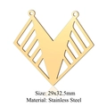 Golden V-shaped hollow stainless steel geometric pendant connector 29x32.5mm - Wing Geometric Hollow Gold (LA923-2)