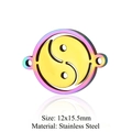 Rainbow stainless steel Tai Chi Yin Yang pendant 12x15.5mm connector jewelry accessory - Tai Chi Yin Yang (JN231)
