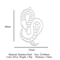 Silver stainless steel snake pendant with hollow design, size 23x40mm and 1.0mm thickness - Cobra Snake Silver (LA938-1)