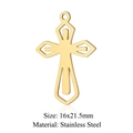 Golden hollow cross pendant in stainless steel with 16x21.5mm dimensions for DIY jewelry - Gold 16x21.5mm Stainless Steel Hollow Cross Pendant (JN375-2)