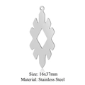 Silver hollow rectangle stainless steel geometric pendant 16x37mm for jewelry making - Rhombus Tribal Hollow Silver (LA963-1)