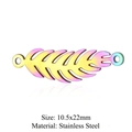 Rainbow gradient stainless steel feather pendant charm for DIY jewelry 10.5x22mm - Feather Shape (JN234)