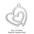 Silver stainless steel heart-shaped pendant with double infinity design 15x16mm - Nested Heart (JN251) / Silver