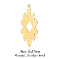 Golden stainless steel geometric diamond cutout pendant accessory for DIY jewelry, 16x37mm - Rhombus Tribal Hollow Gold (LA963-2)