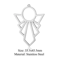 Silver stainless steel geometric triangle pendant 33.5x43.5mm for DIY jewelry - Radiating Pendant Hollow Silver (LA965-1)