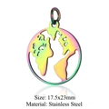 Rainbow plated stainless steel world map pendant with hollow design for DIY jewelry - World Map Shape (JN239)