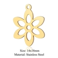 Golden hollow flower pendant in stainless steel 14x18mm size for DIY jewelry - Gold Hollow Flower (JN256-2)