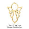 Golden hollow triangle stainless steel geometric pendant connector in 33.5x43.5mm - Radiating Pendant Hollow Gold (LA965-2)