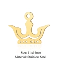Golden crown cross charm pendant in polished stainless steel for DIY jewelry, 11x14mm - Gold 11x14mm Stainless Steel Crown Shaped Pendant (JN377-2)