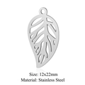 Silver hollow leaf charm in stainless steel for DIY jewelry making, 12x22mm size - Silver Hollow Leaf (JN258-1)