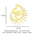 Gold plated stainless steel snake pendant with radial lines and product dimensions - Snake Ring Gold (LA945-2)