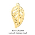 Golden hollow leaf stainless steel pendant charm 12x22mm for DIY jewelry making - Gold Hollow Leaf (JN258-2)