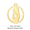 Golden stainless steel Virgin Mary prayer pendant for DIY jewelry, size 15x17mm - Gold 15x17mm Stainless Steel Virgin Mary Round Pendant (JN383-2)